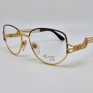 Hilton Park Lane 110 Col 03 Gold 22 KGP Eyeglasses Frame w/ Flexhinge Italy 54mm